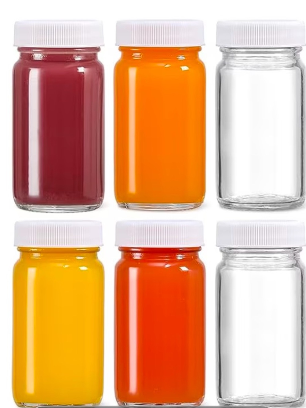 Set of 10 Glass Jars with White Lids and Labels, Scrub brush and Dry Erase Pen